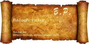 Balogh Petur névjegykártya